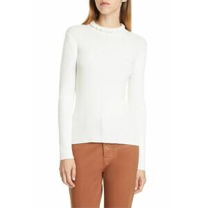 Frame Long Sleeve Sweater Mock Neck Ribbed Knit XS